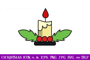 Candle and Holly Berries Christmas Icon