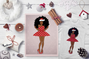 Christmas Afro Woman Body, Santa Hat