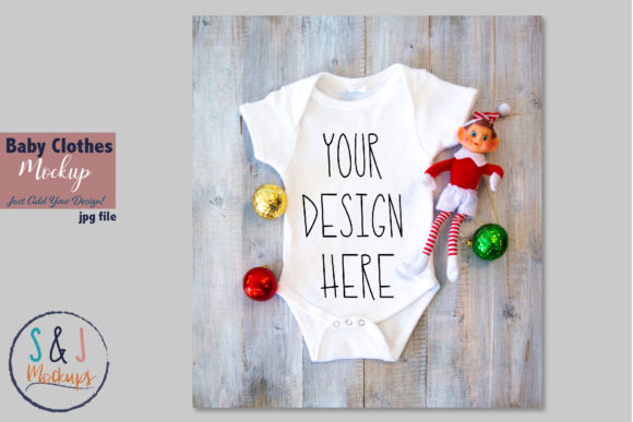 Christmas Baby Bodysuit Mockup for Festive Branding