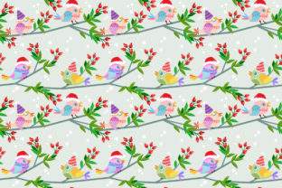 Christmas Bird on Branch Pattern for Branding and Marketing