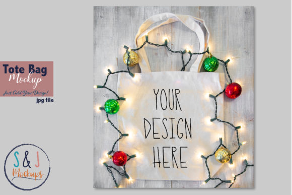 Christmas Canvas Bag Mockup for Tote Bags
