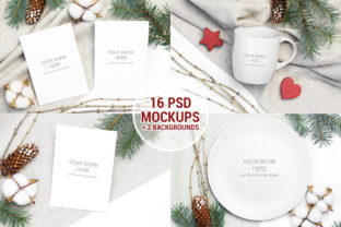 Christmas Mockups Pack with Smart Object for Print Templates