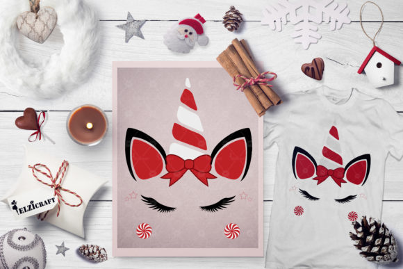 Christmas Unicorn Candy Face, Unicorn for Crafts