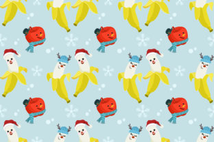 Cute Banana, Apple Christmas Pattern