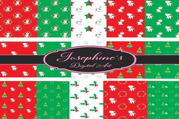 Cute Christmas Unicorns Digital Paper Patterns