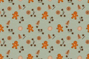 Cute Gingerbread Man in Christmas Season Patterns