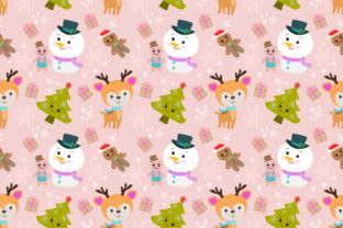 Deer Snowman and Tree Christmas Pattern