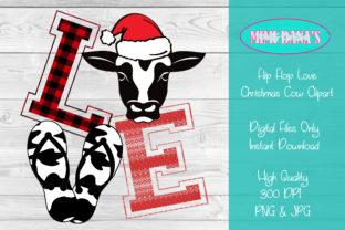 Flip Flop Love Christmas Cow Clipart for Crafts