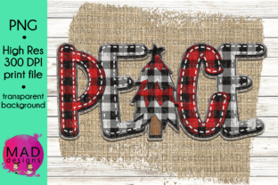 Peace Buffalo Plaid Christmas Tree for Crafts